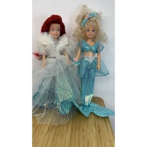 VTg 1991 Tyco Disney Little Mermaid Holiday Princess Ariel & Sister Arista Dolls